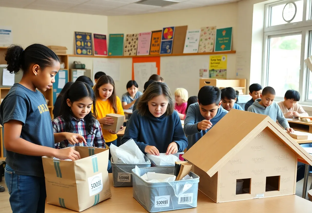 Students participating in community service at Notre Dame Preparatory School
