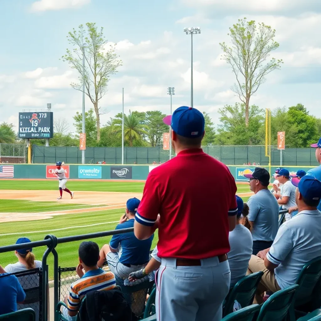 A college baseball matchup at Keesler Federal Park