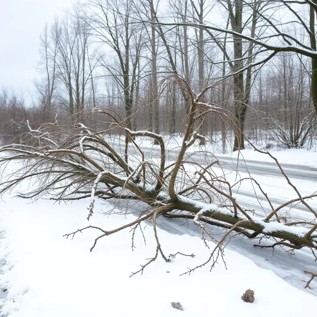 Winter landscape in Ontario after ice storm