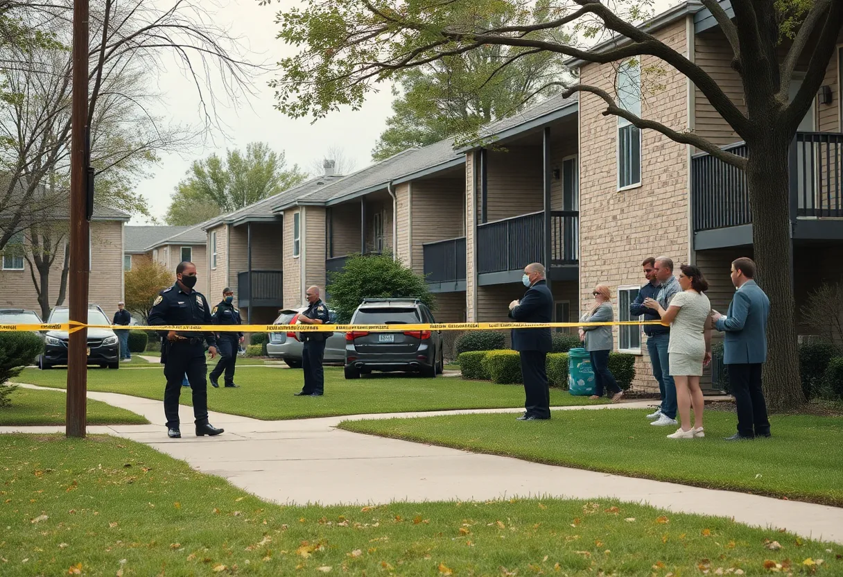 Police at the scene of a shooting incident at Chandler Park apartments in Starkville.