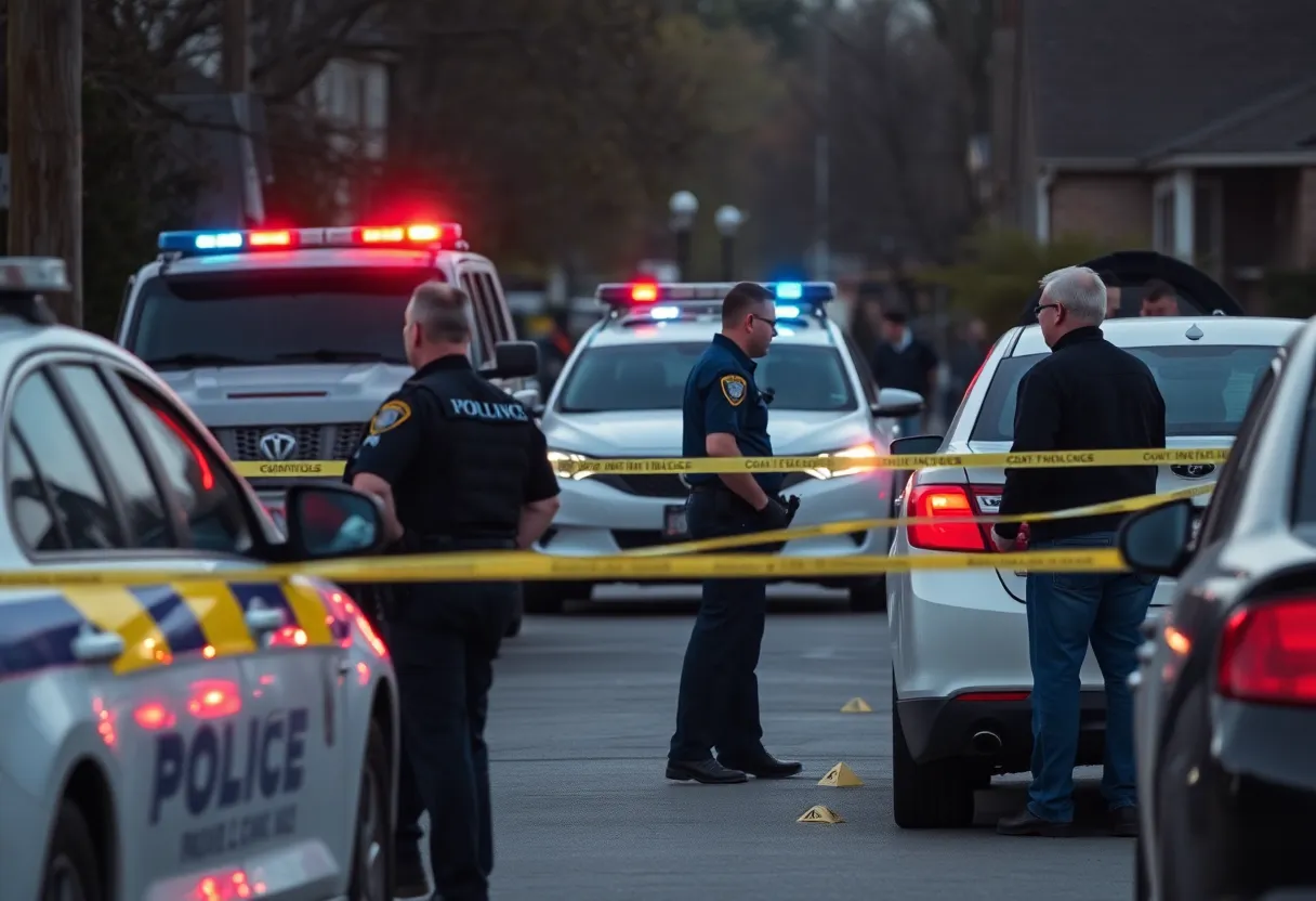 Police investigation at Starkville drive-by shooting scene.