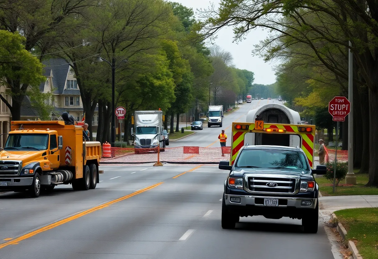 Construction crew working on East Lee Boulevard in Starkville