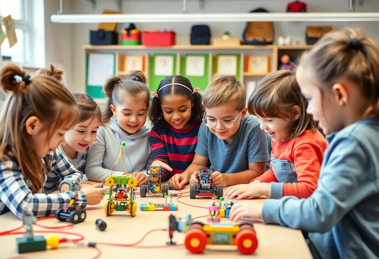 Children participating in robotics activities at the Starkville Boys and Girls Club.