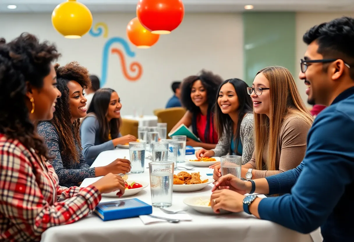 Teacher interns engaging at a luncheon in Starkville