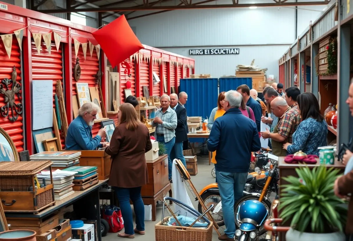 Community members participating in a storage auction
