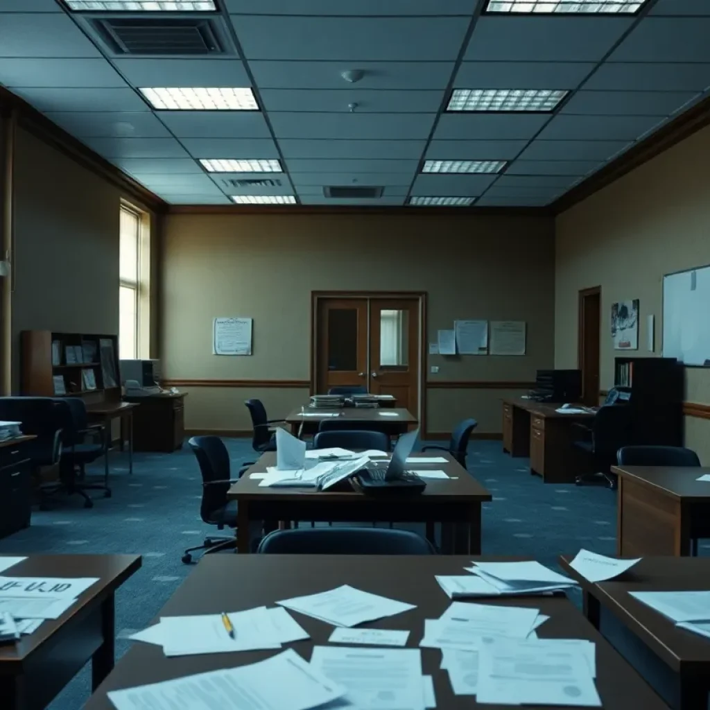 Empty office space at the U.S. Institute of Peace post-layoffs