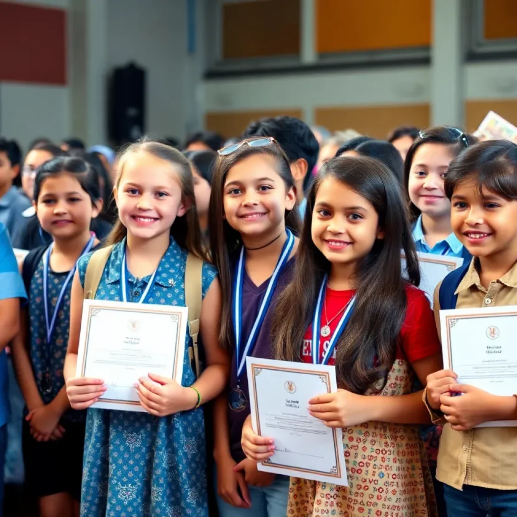 Students celebrating at Columbus Youth Awards Luncheon