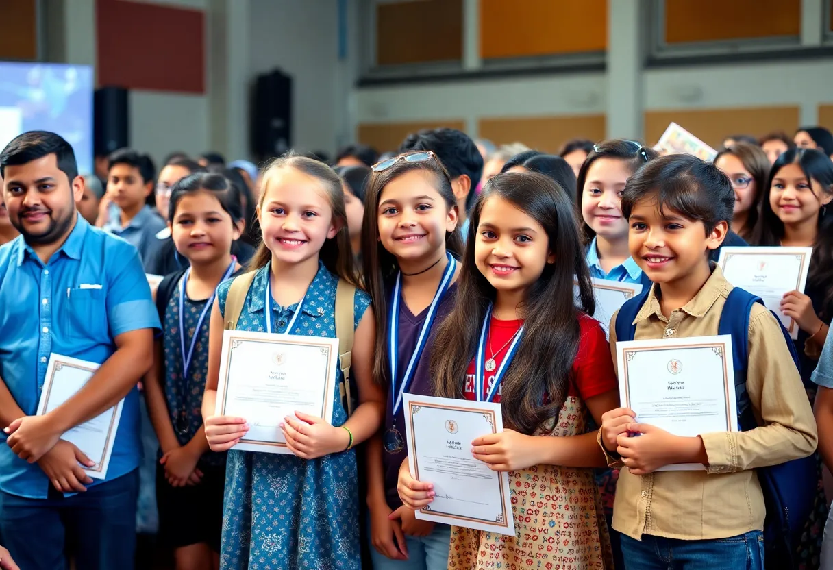 Students celebrating at Columbus Youth Awards Luncheon