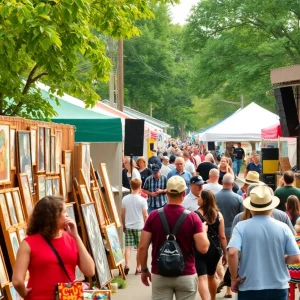 Crowd enjoying the Cotton District Arts Festival in Starkville