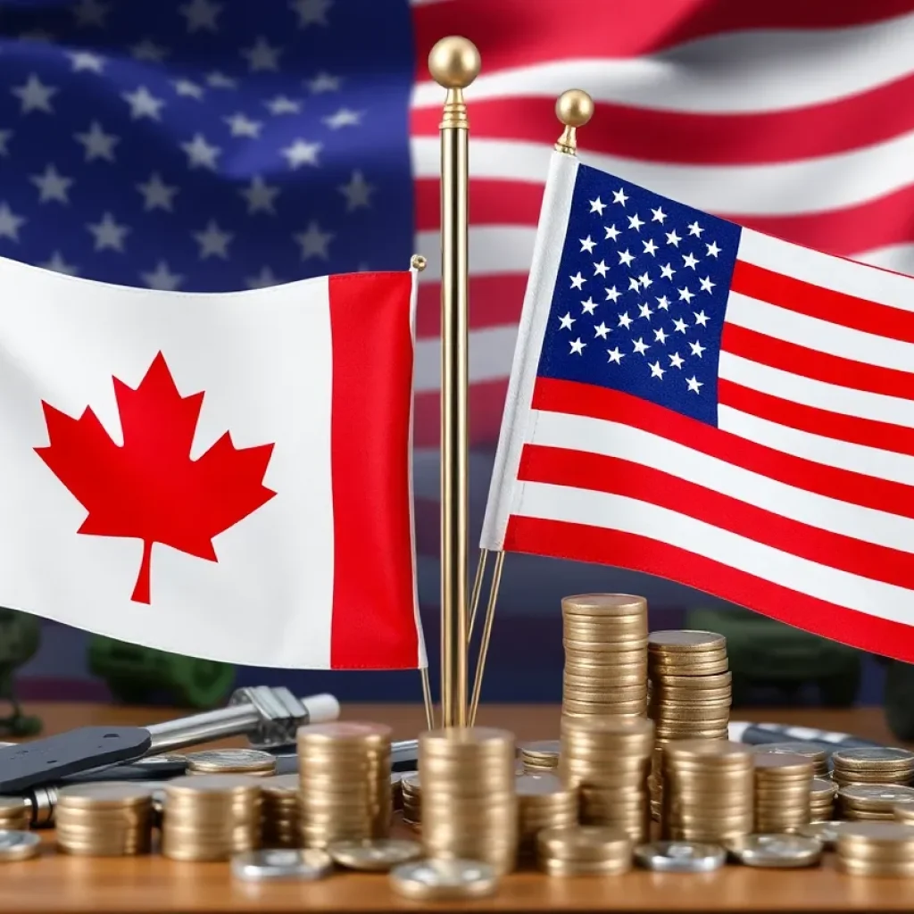 Canadian and U.S. flags symbolizing defense collaboration