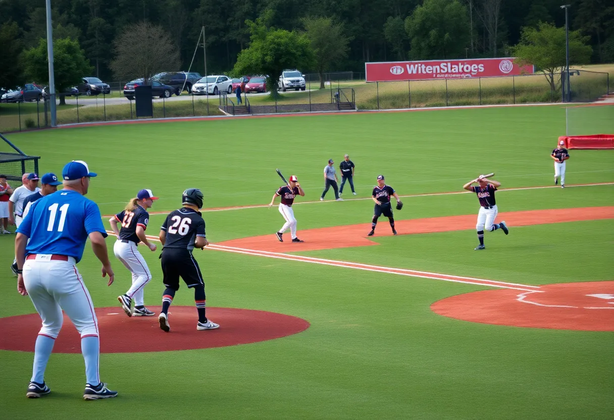 Athletes engaged in a baseball game at Mississippi State