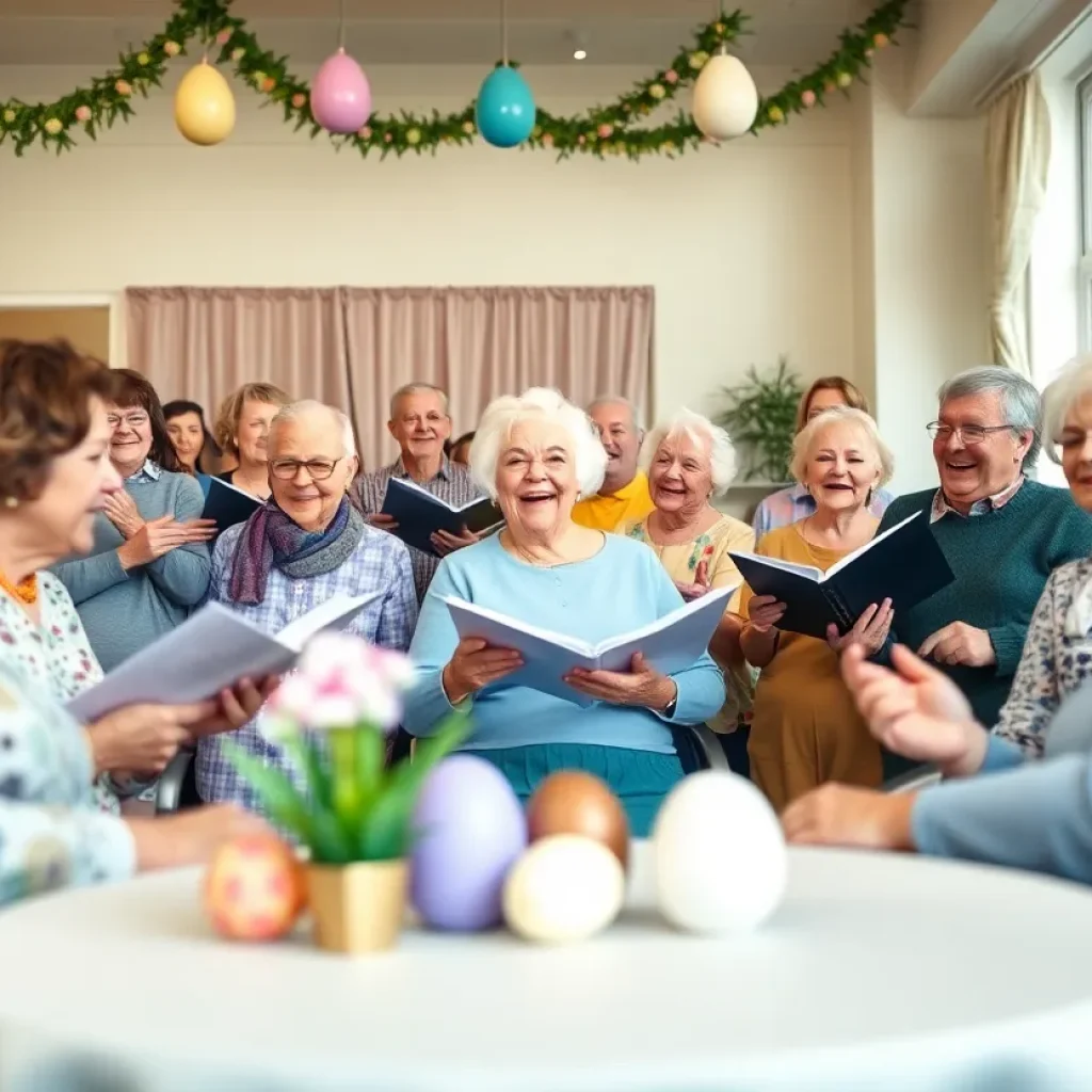 Residents enjoying a choir performance during Good Friday service at Dugan Nursing Home