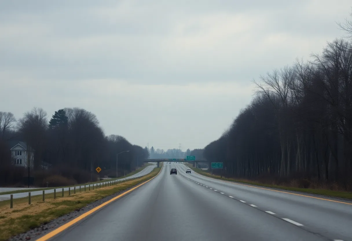 Highway with trees, symbolizing road safety awareness