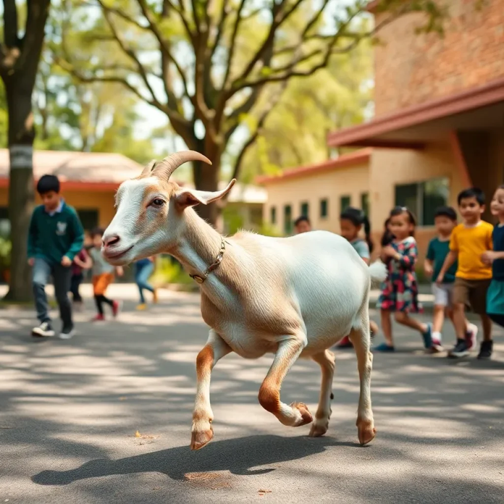 Goat in a schoolyard in Starkville