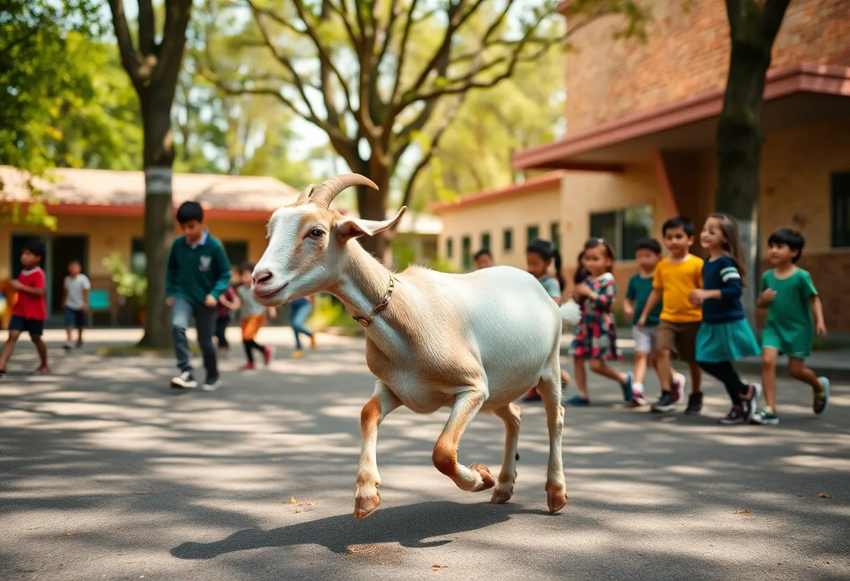 Goat in a schoolyard in Starkville