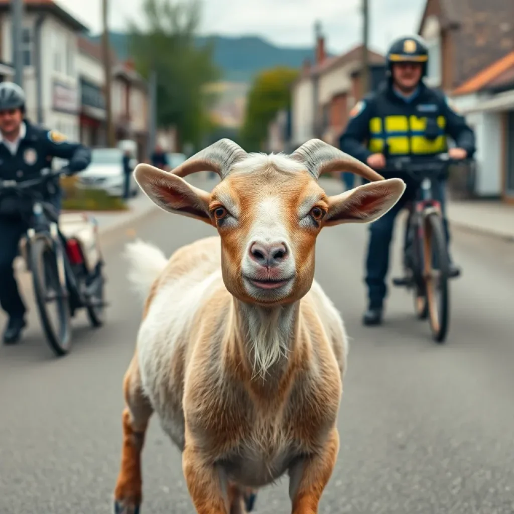 Runaway goat Lightning Billy being chased in Starkville