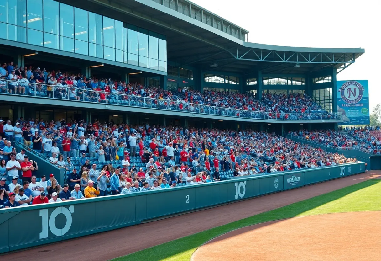 Fans cheering for Memphis Tigers baseball team during a game.