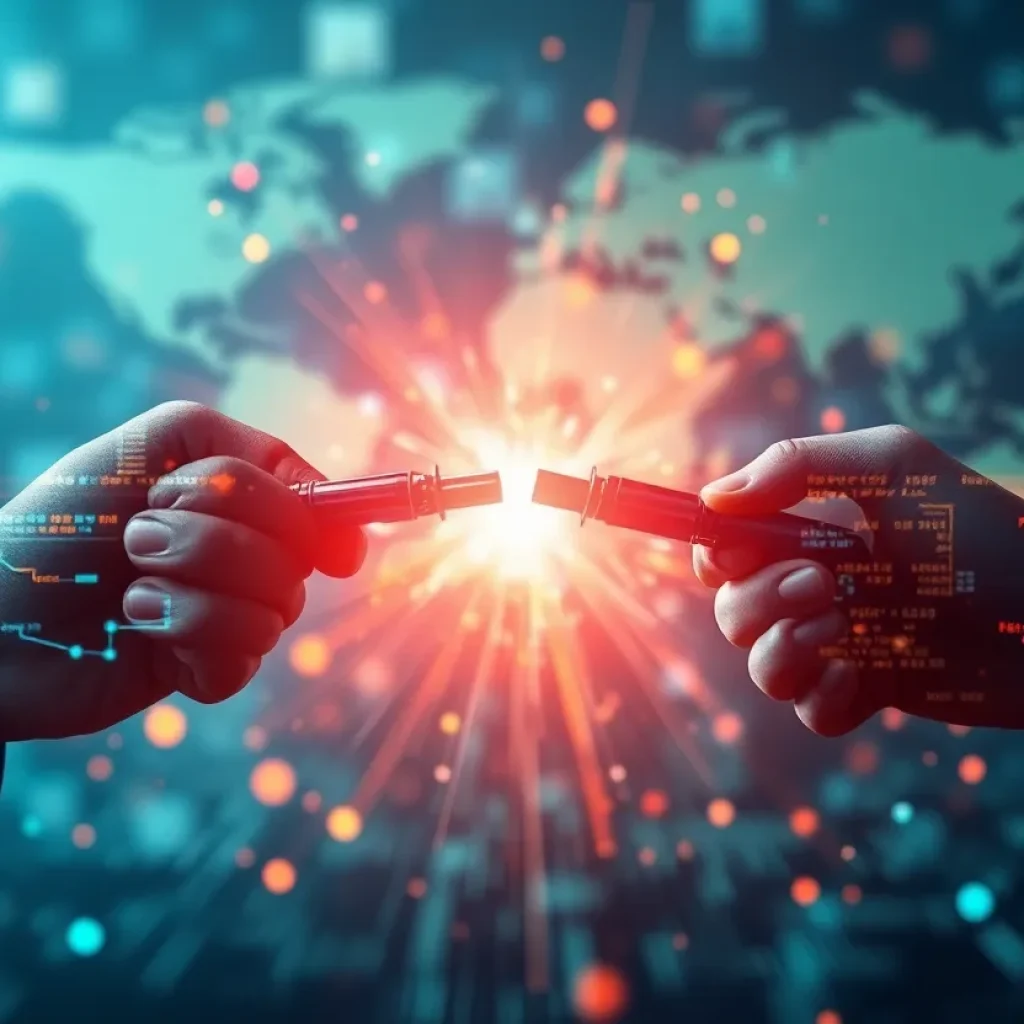 Conceptual image representing the clash between corporate practices and national security concerns.