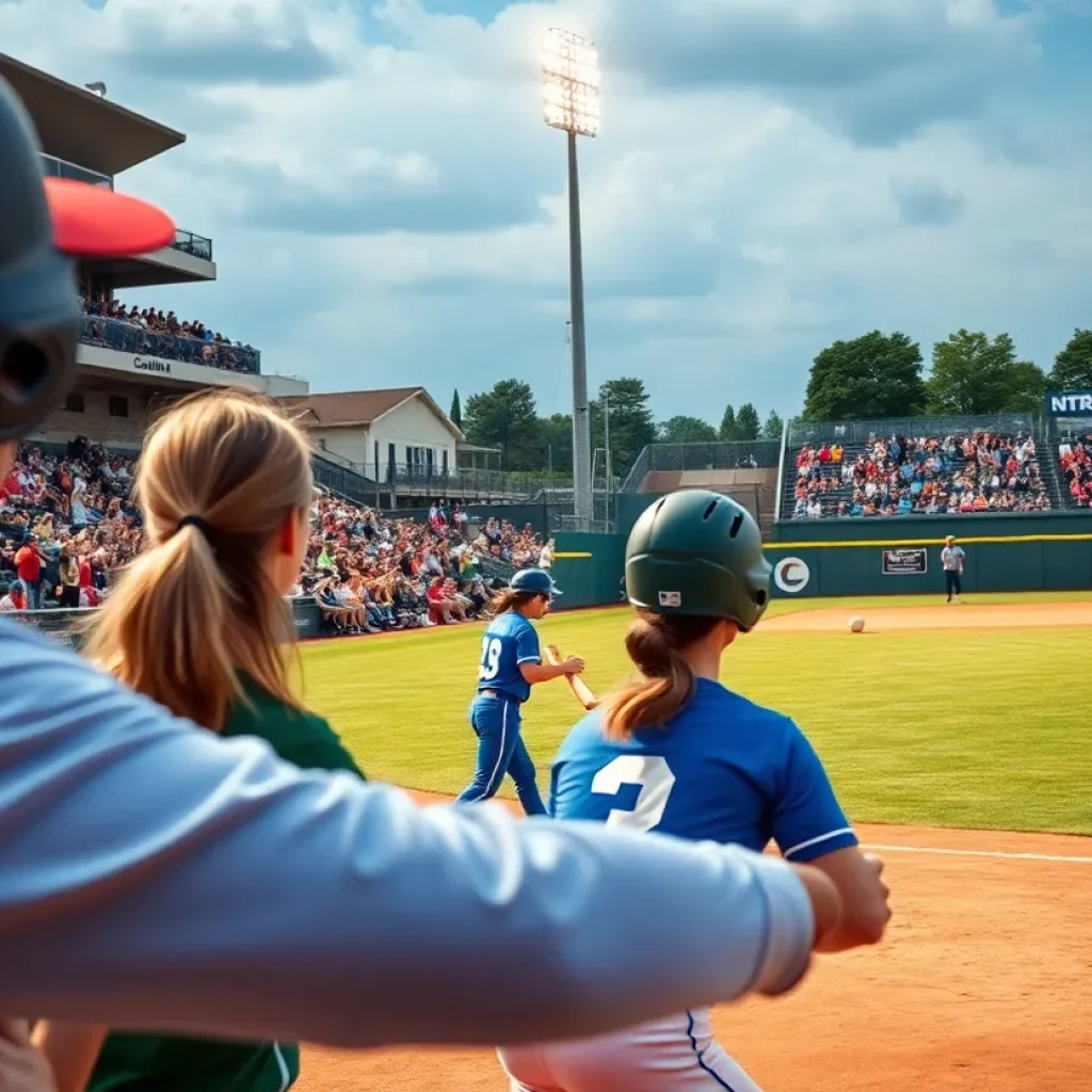 University of Missouri softball team celebrating victory