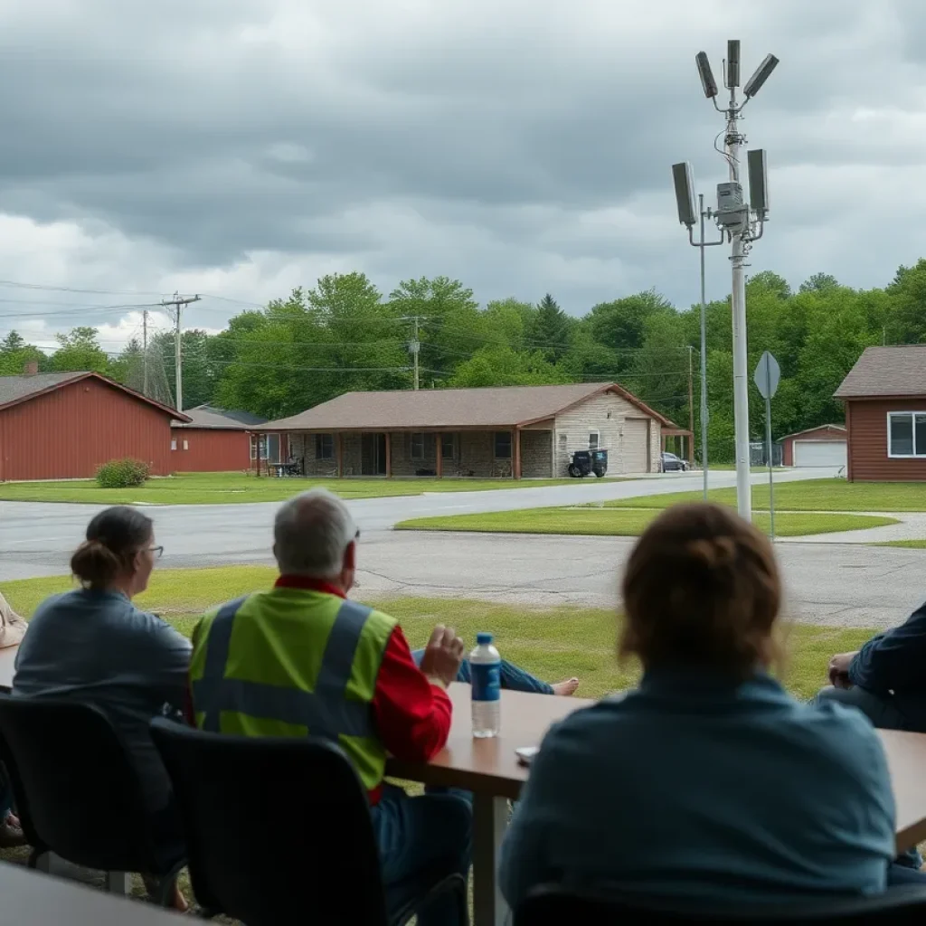 Community members gather at Oktibbeha County Emergency Management agency during severe weather preparations.