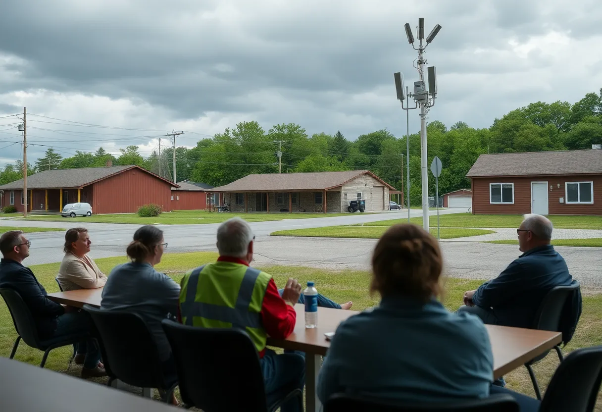 Community members gather at Oktibbeha County Emergency Management agency during severe weather preparations.