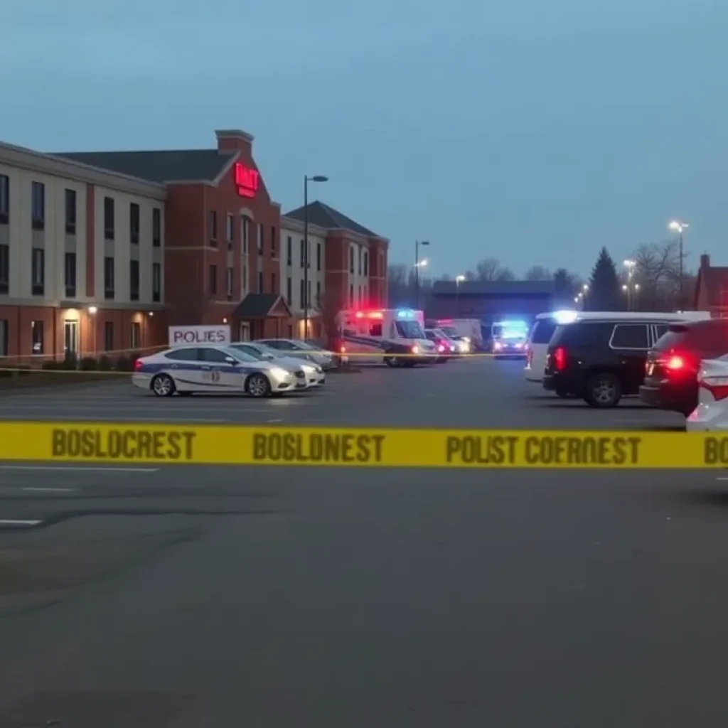 Police investigation scene at Quality Inn in Starkville after shooting incident