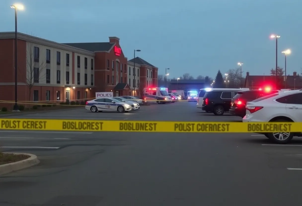 Police investigation scene at Quality Inn in Starkville after shooting incident