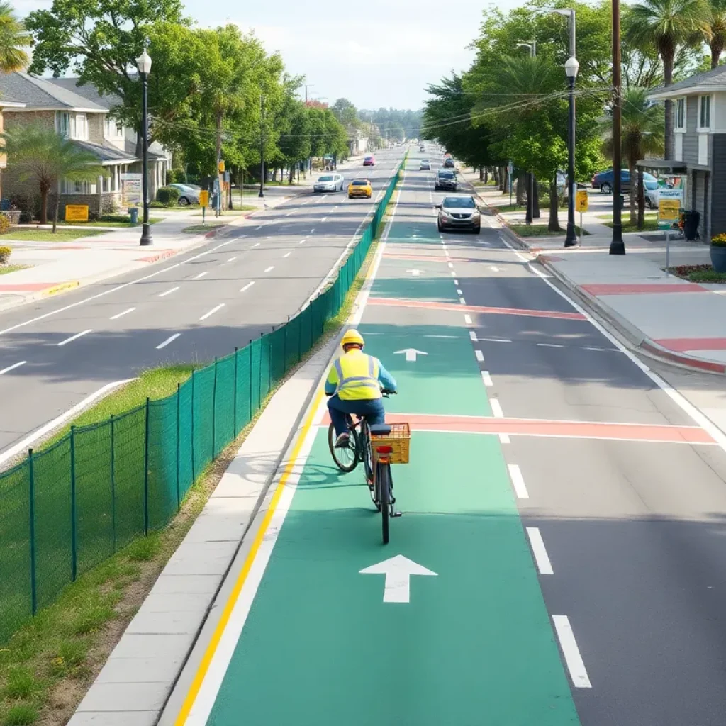 Construction of Spring Street with new lanes and pedestrian areas