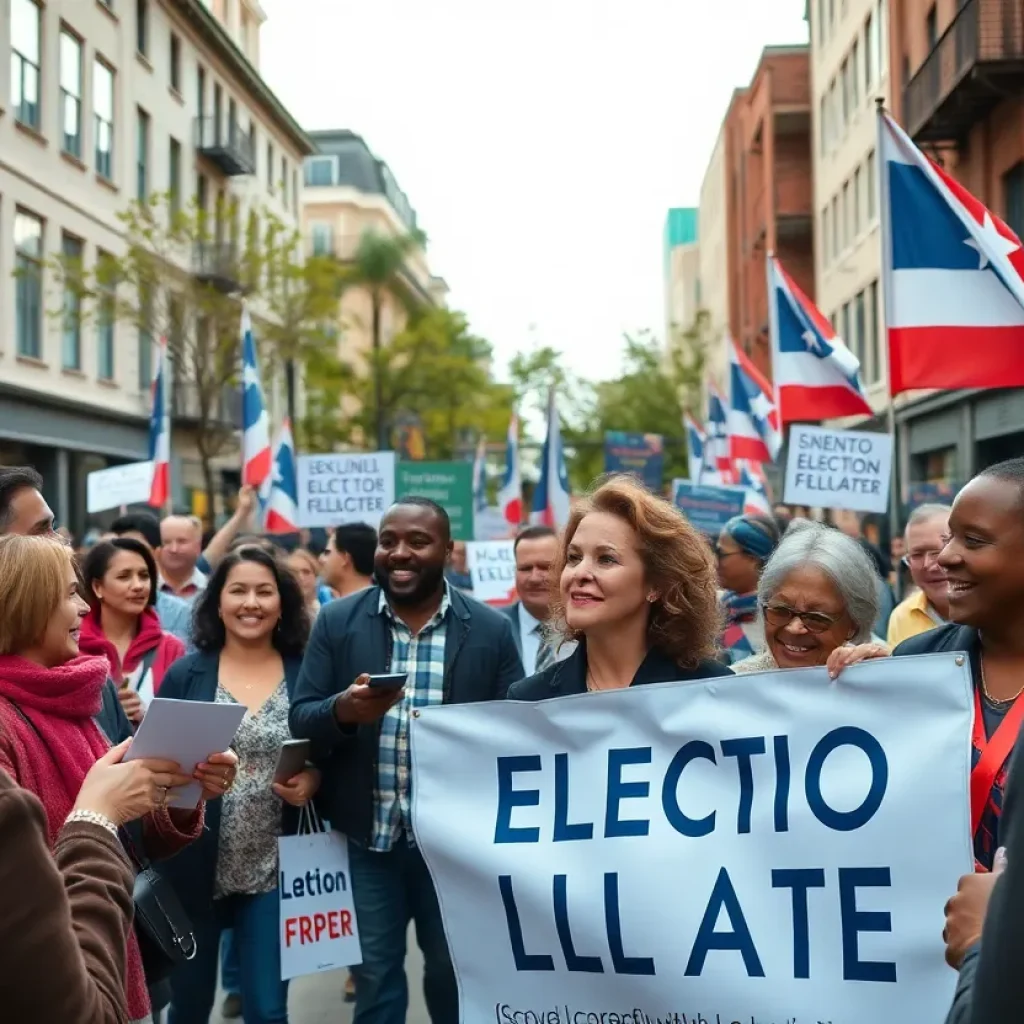 Community members participating in a local election rally in Starkville.