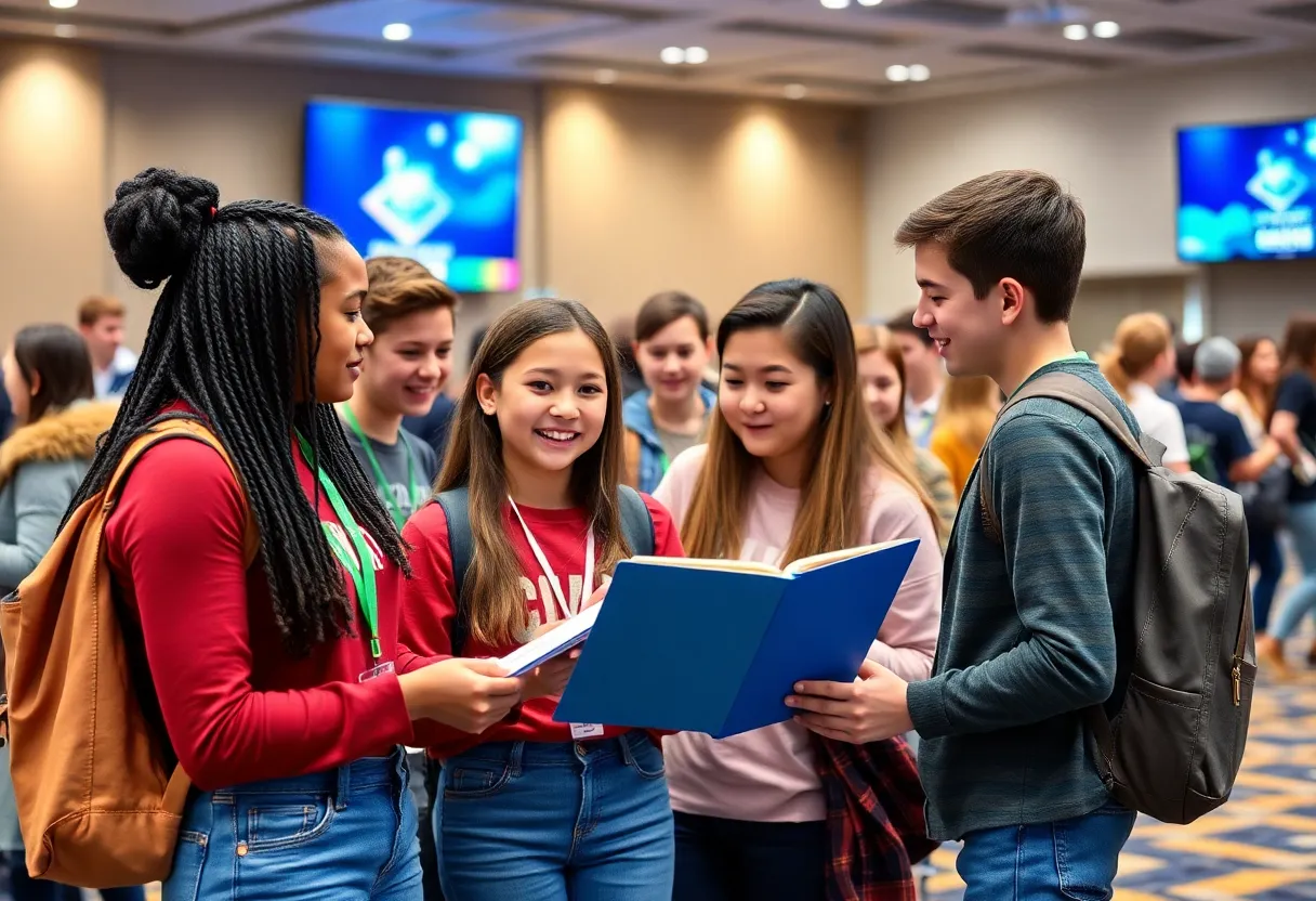 Students from Starkville High School participating in an educational conference activities.