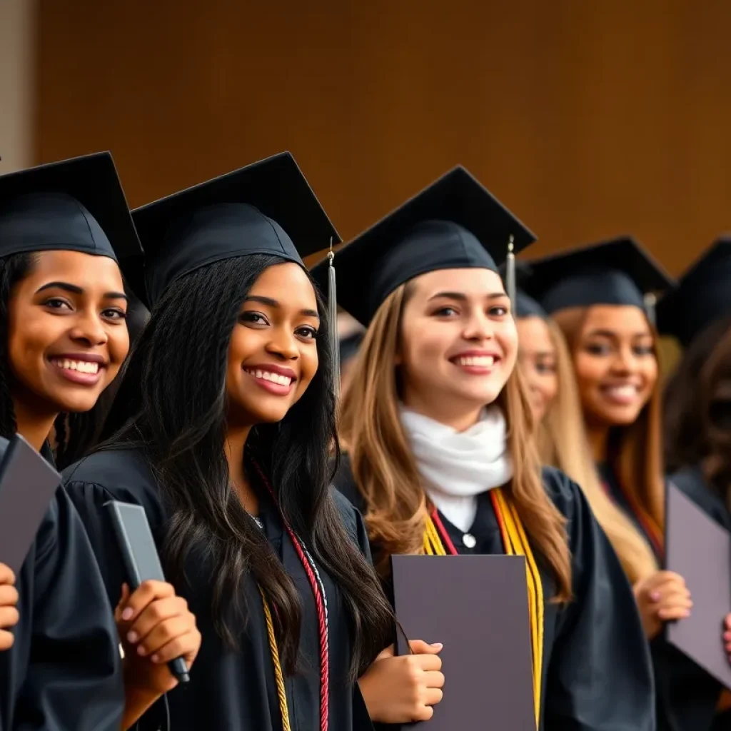 Graduates from Starkville High School celebrating their dual graduation.
