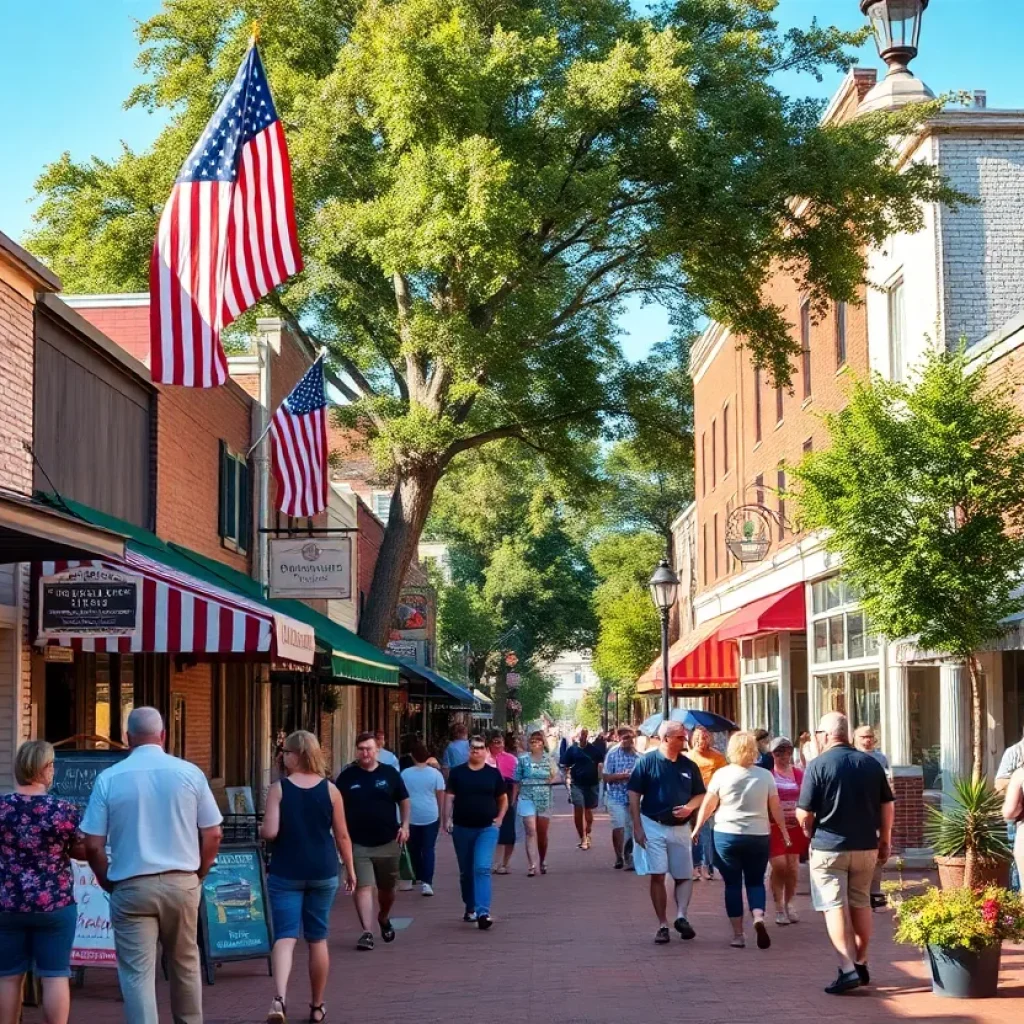 Street view of Starkville Mississippi showing local galleries and vibrant atmosphere