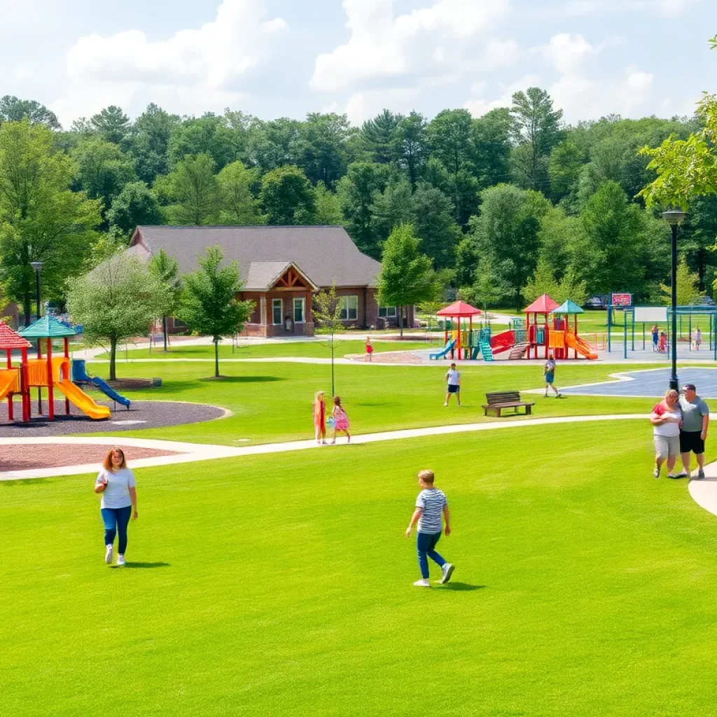 Community members enjoying activities in a Starkville park during a sunny day.