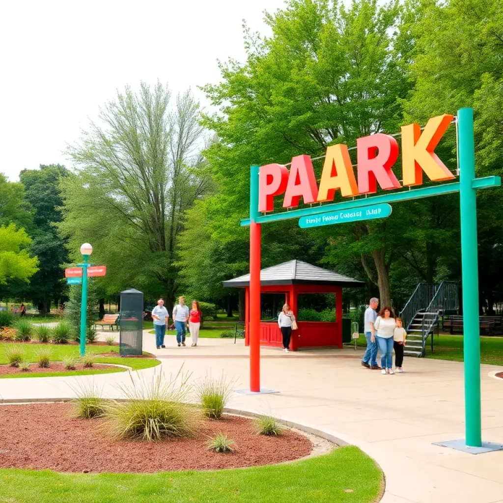 Colorful signage in a Starkville park