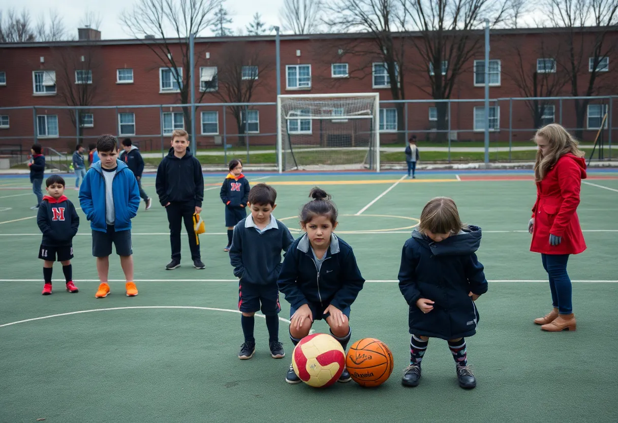 Students at a Starkville school playground affected by a bid rigging scandal.