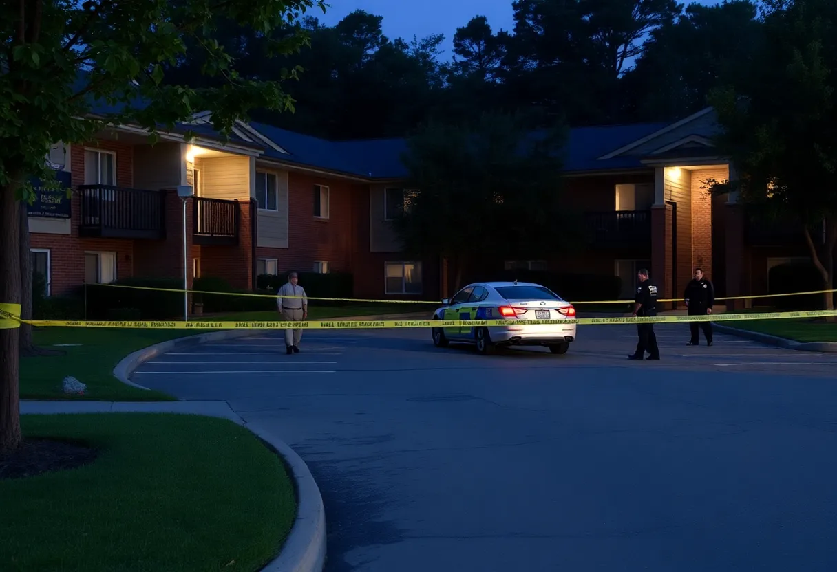 Police responding to a shooting at an apartment complex in Starkville.