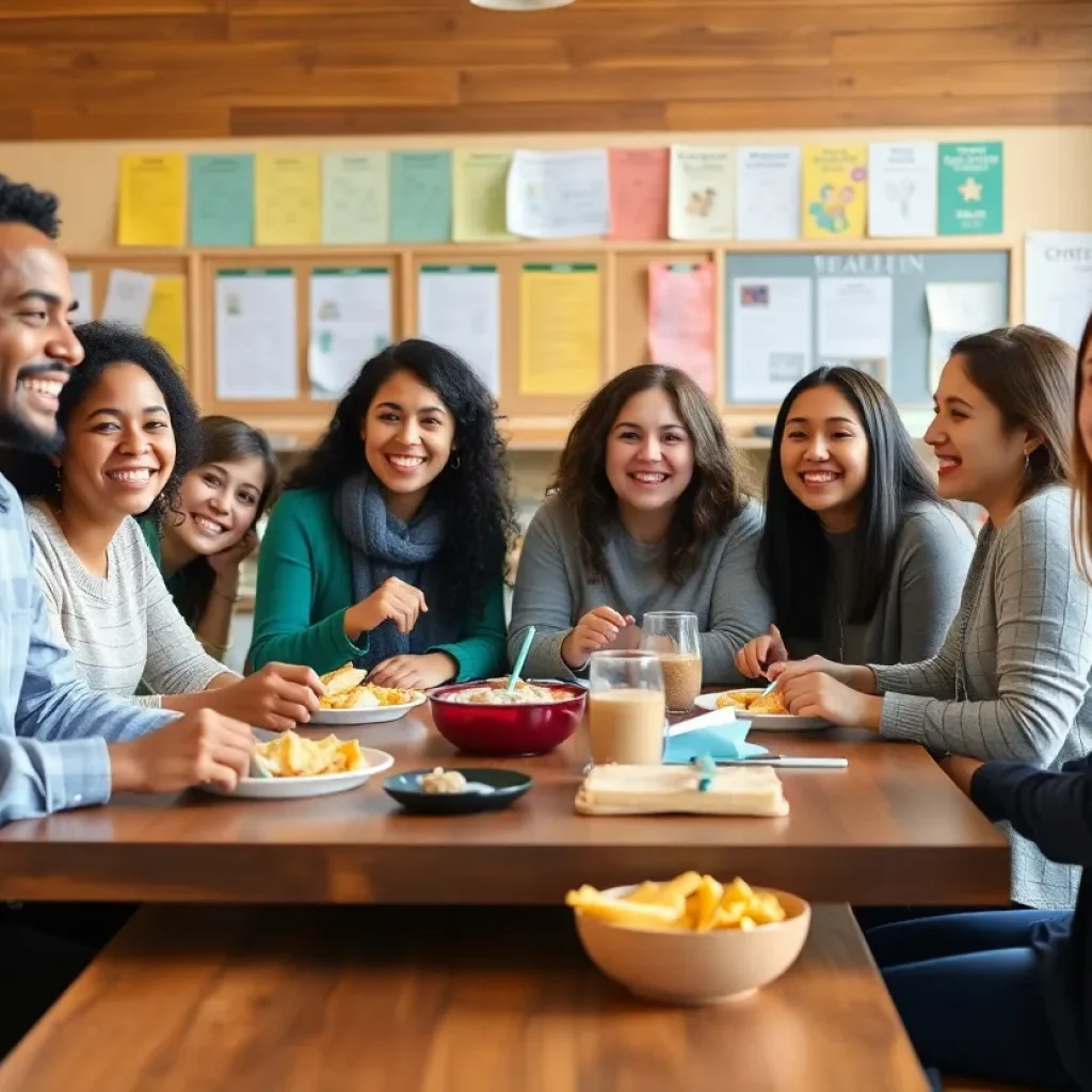 Group of teacher interns engaged in a luncheon in Starkville