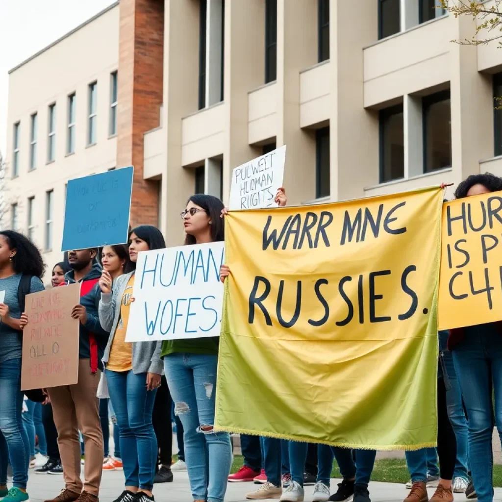 Students protesting for social justice on college campus