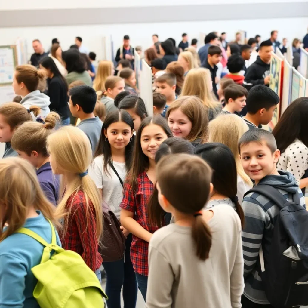 Students showcasing their projects at the science fair