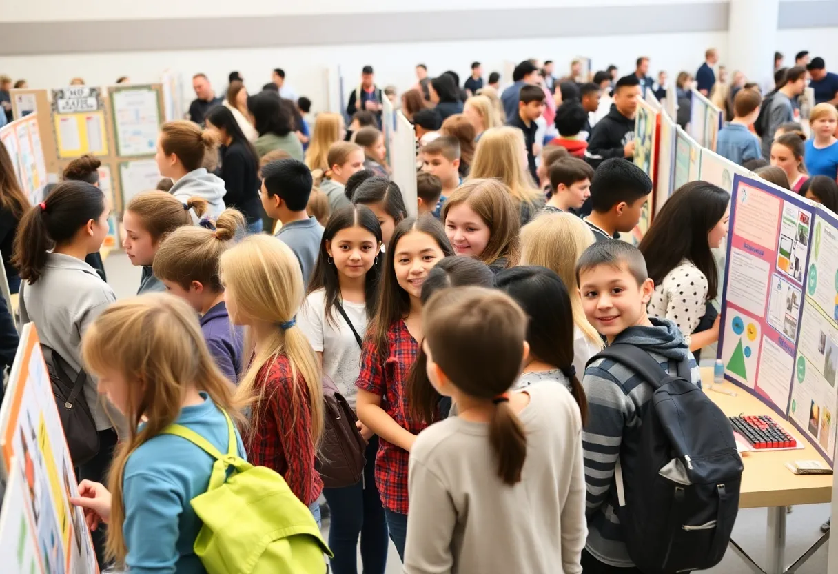 Students showcasing their projects at the science fair