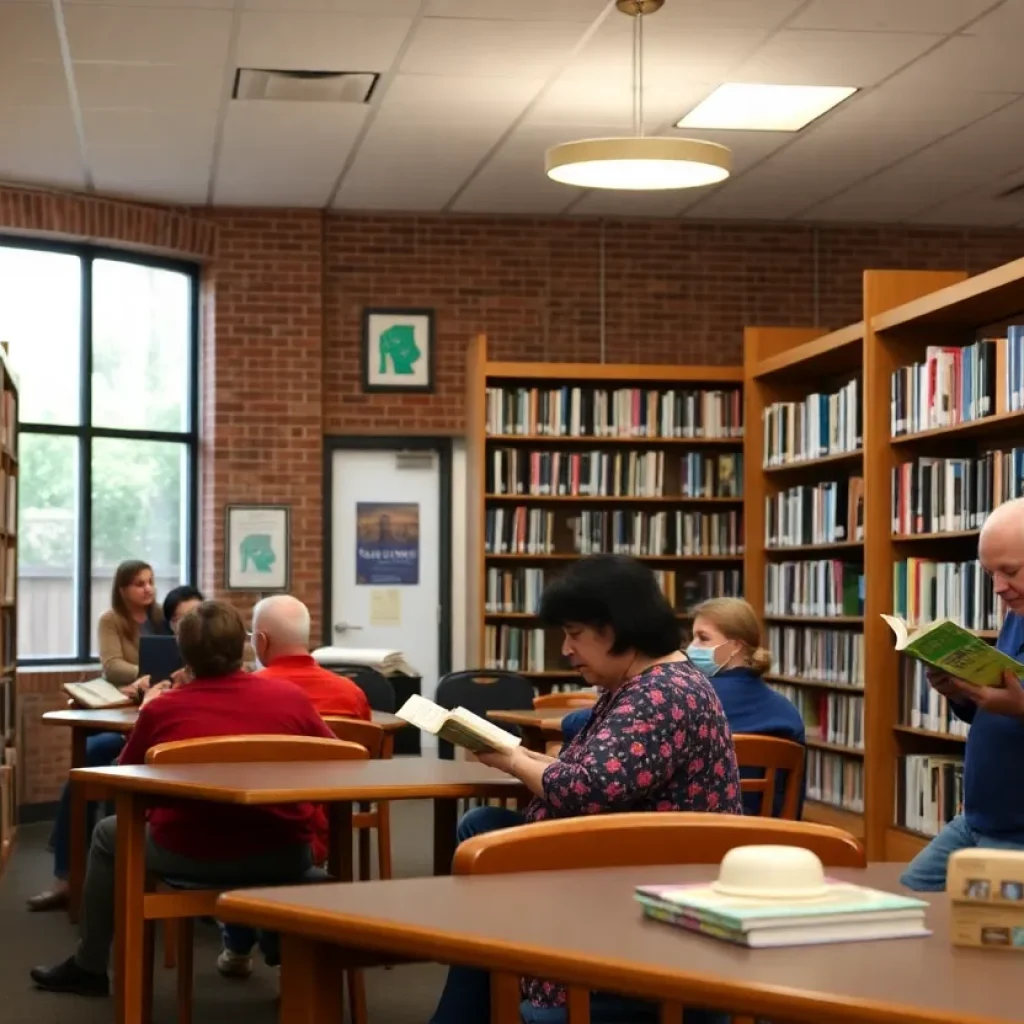 Community members reading at West Point Library
