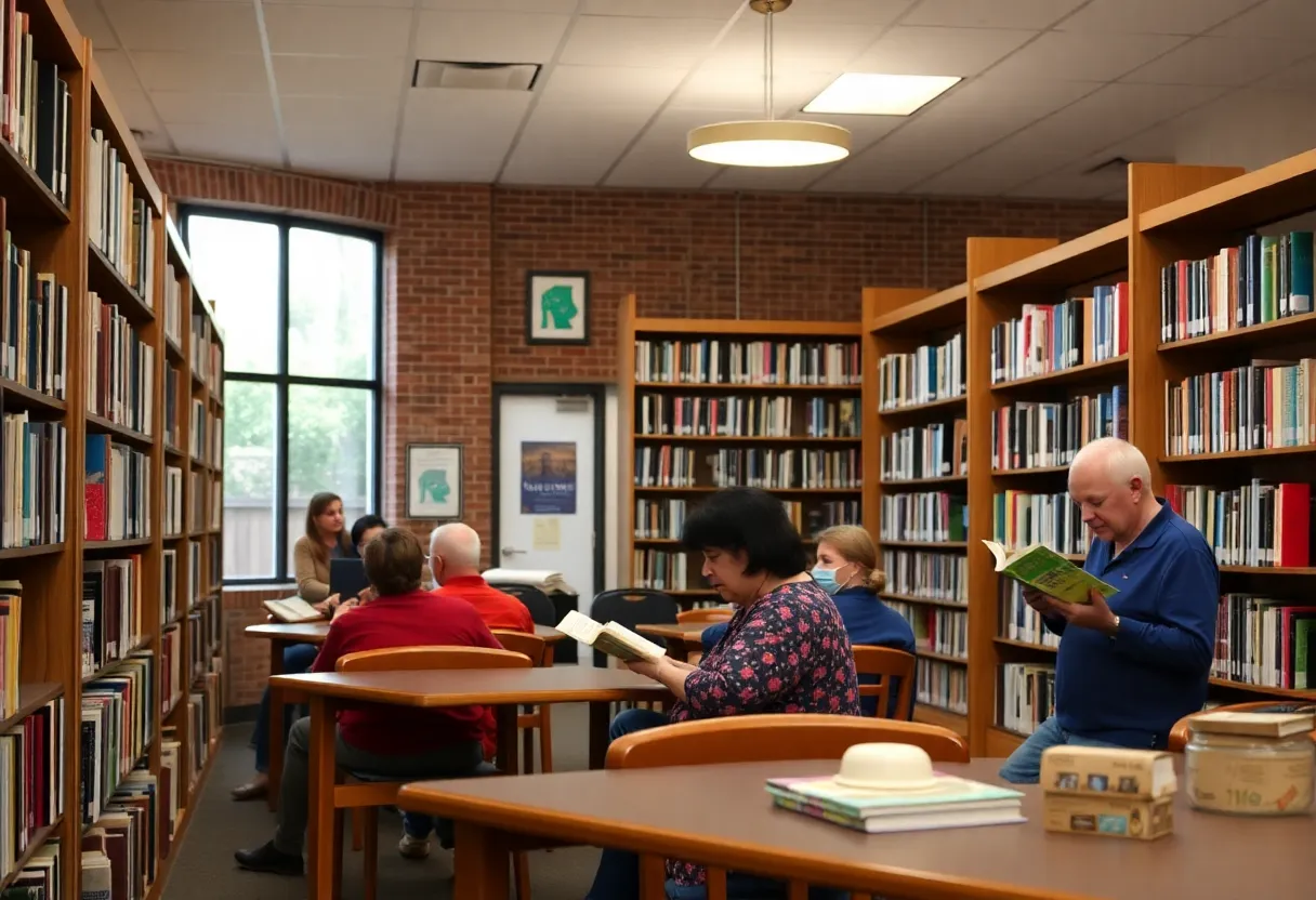 Community members reading at West Point Library