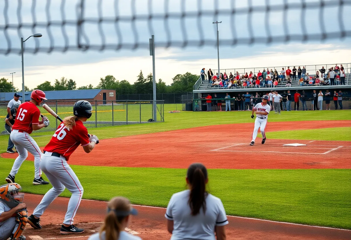 Players of Winona Christian baseball team during a game