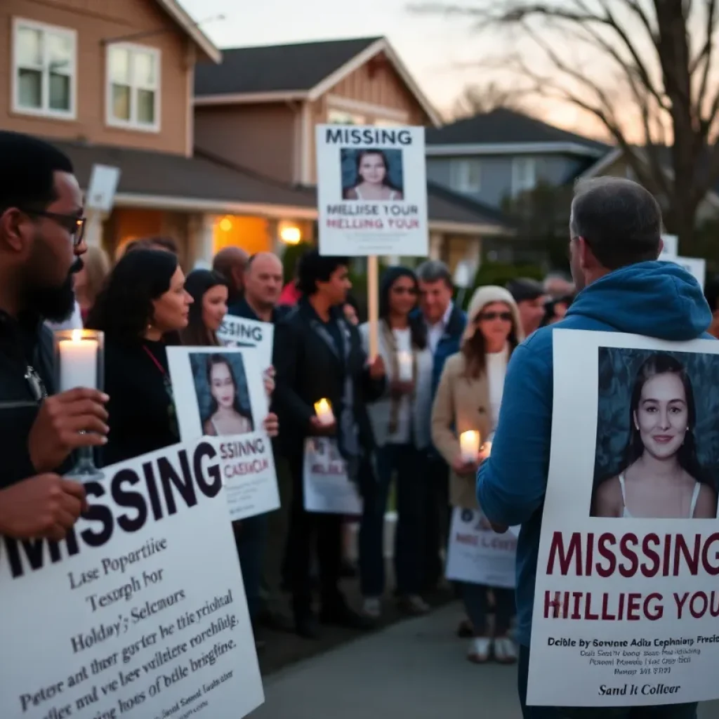 Gathering of community members supporting a missing person search