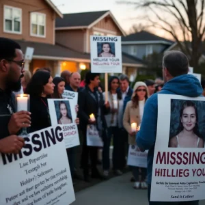 Gathering of community members supporting a missing person search