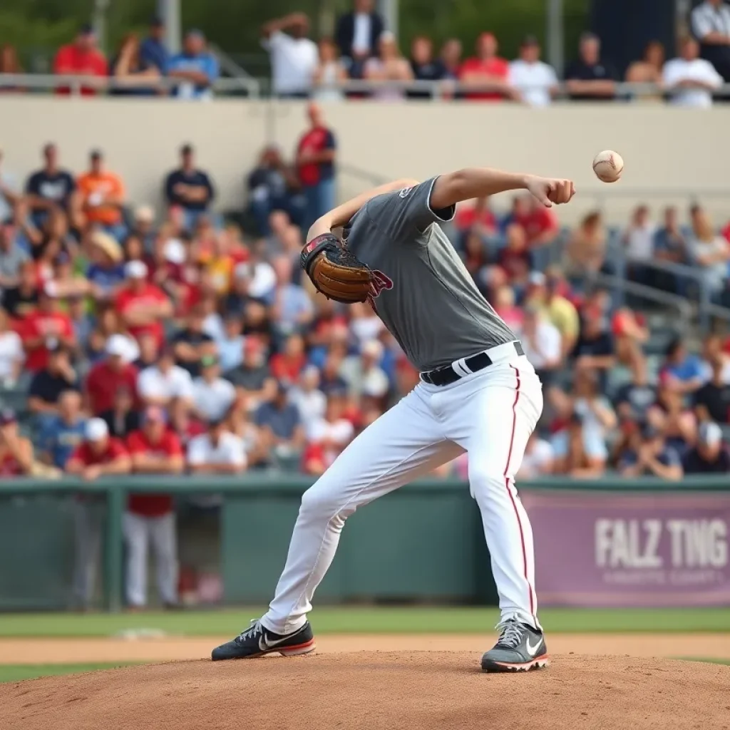 Evan Siary delivering a pitch during a baseball game.