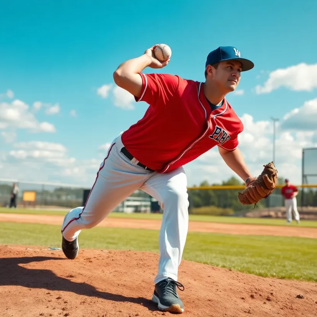 Pitcher delivering a baseball on the mound during a game.