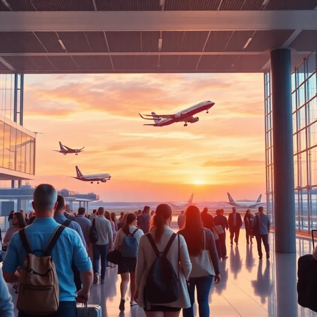 Golden Triangle Regional Airport with planes and travelers