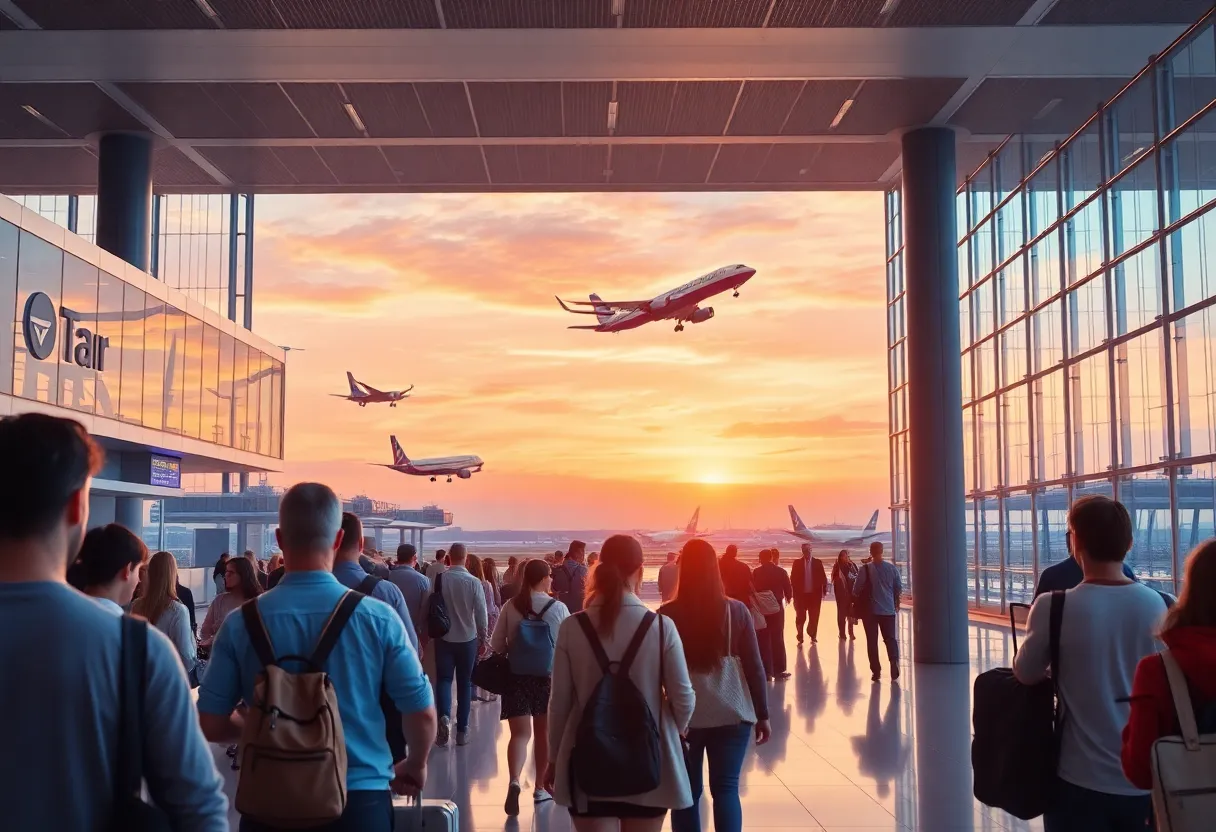 Golden Triangle Regional Airport with planes and travelers