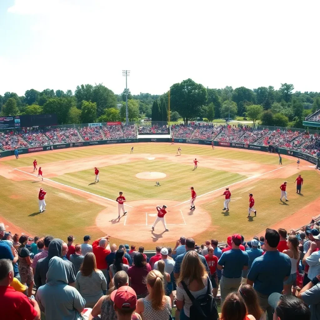 Local high school baseball players competing in an intense match